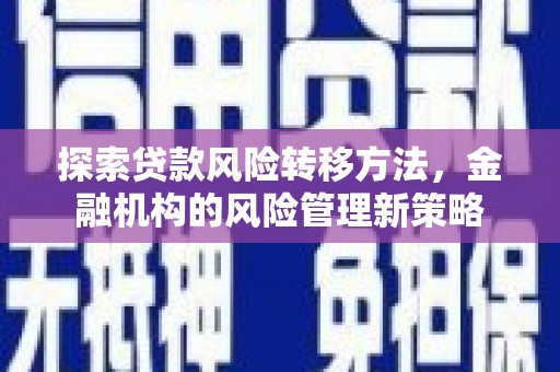 鹿城探索贷款风险转移方法，金融机构的风险管理新策略