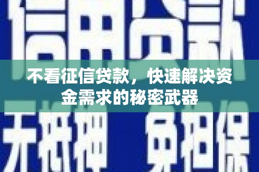 濠江不看征信贷款，快速解决资金需求的秘密武器