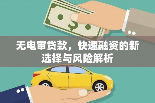 会同无电审贷款，快速融资的新选择与风险解析